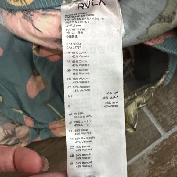 RVCA Teal and Pink Women's Athletic Shorts - Picture 6 of 7